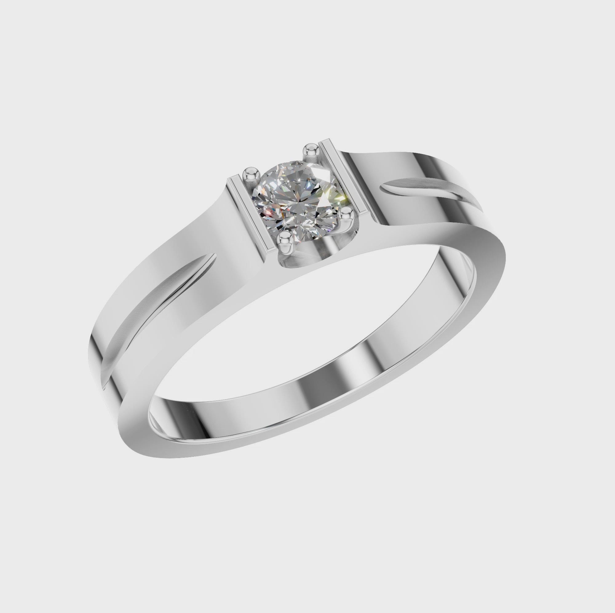 ------Round Lab Grown Diamond Wide Solitaire Mens Ring
