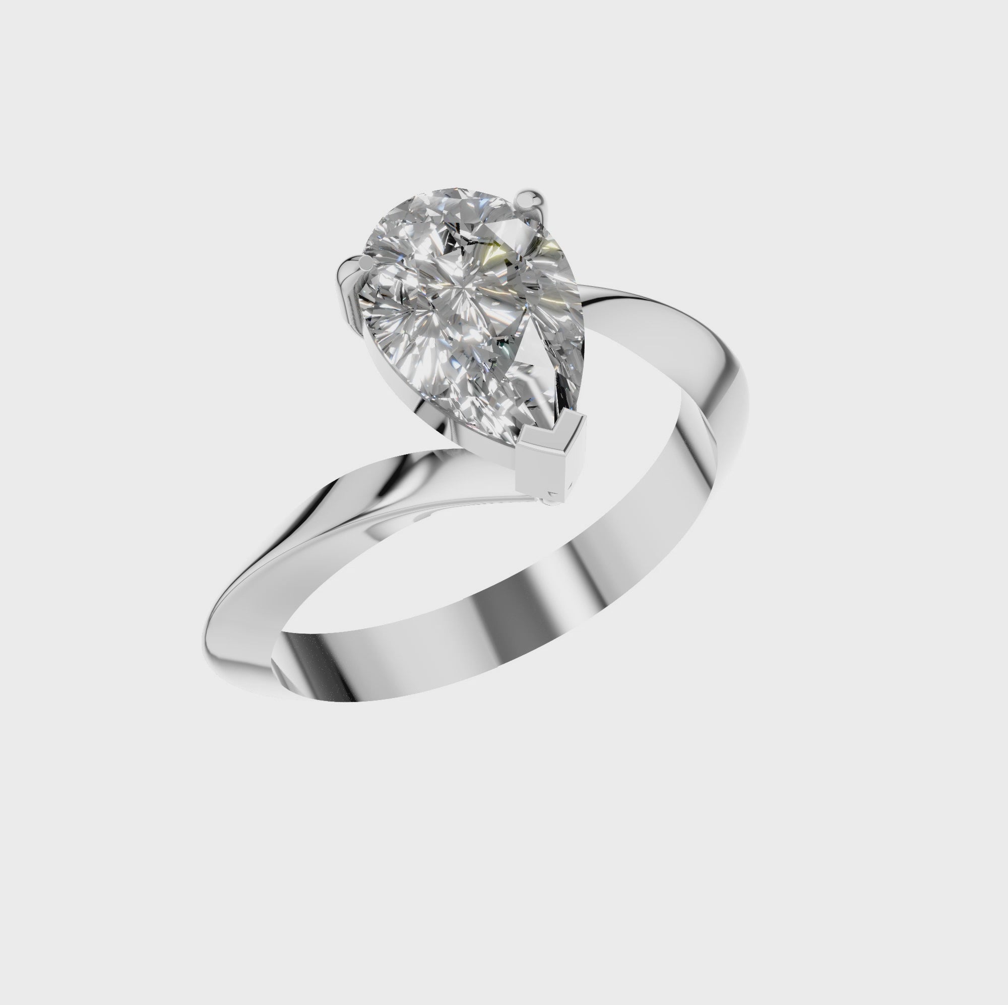 Pear Cut Lab Grown Diamond Solitaire Bypass Ring