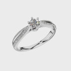 Round Shape Lab Diamond Pave Band Solitaire Ring