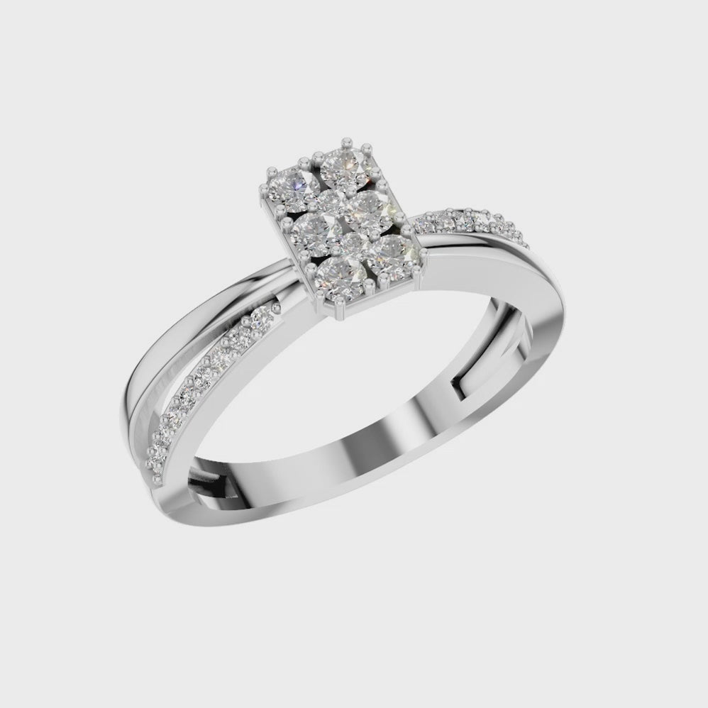 Round Lab Grown Diamond Cluster Split Shank Ring