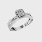 Round Lab Diamond Halo Cluster Split Shank Ring