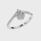 Round Lab Grown Diamond Cluster Pave Chevron Ring
