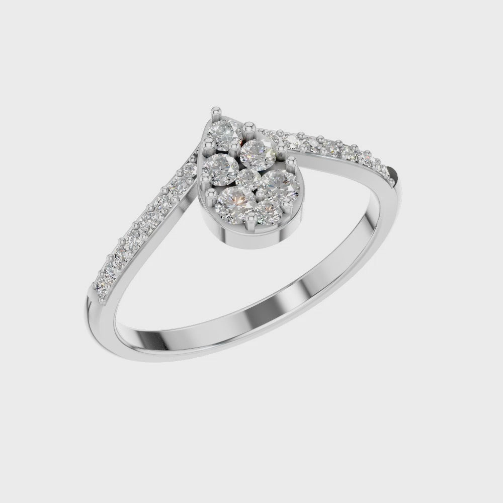 Round Lab Grown Diamond Cluster Pave Chevron Ring